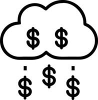 Holographic cloud with glowing financial symbols raining down with copy space vector