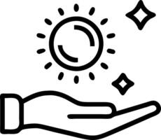 Holographic coin floating above a glowing hand with copy space vector