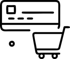 Holographic credit card floating above a glowing shopping cart with copy space vector