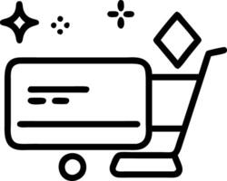 Holographic credit card floating above a glowing shopping cart with copy space vector
