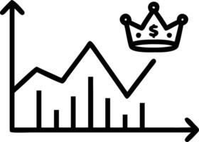 Holographic financial charts and leadership crown floating on white background vector