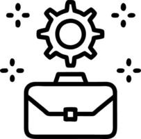 Holographic gear wheels turning above a glowing briefcase with copy space vector