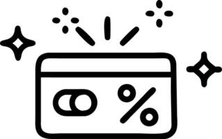 Holographic percentage symbol floating above a glowing credit card with copy space vector