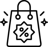 Holographic shopping bag with glowing discount tags and copy space vector