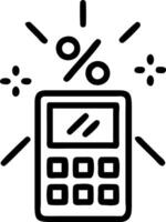 Holographic percentage symbol hovering over a glowing calculator with copy space vector