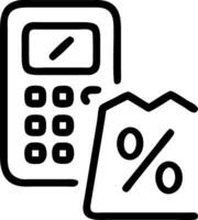 Holographic percentage symbol hovering over a glowing calculator with copy space vector