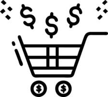 Holographic shopping cart emitting glowing currency symbols with copy space vector