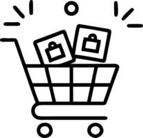 Holographic shopping cart with floating products vector