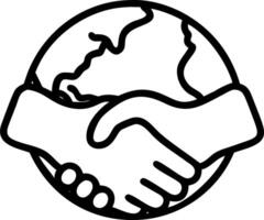 Isolated handshake over a globe silhouette vector