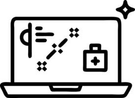 Laptop on white background with holographic compliance and planning icons floating vector