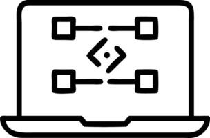 Laptop on white background with holographic compliance and planning icons floating vector