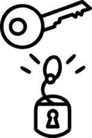 Levitating key and lock representing secure decision making vector