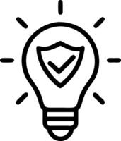 Lightbulb and shield floating above white background symbolizing innovative protection in business vector