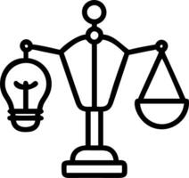 Lightbulb and scales floating with white background symbolizing balanced innovation vector