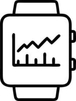 Macro image of a futuristic smartwatch displaying stock market data vector