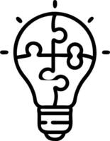 Lightbulb with puzzle pieces fitting inside vector