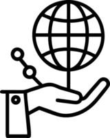 Macro image of a futuristic globe with digital connections in a businessmans hand vector