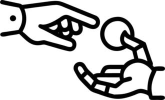 Macro image of a robotic hand exchanging a futuristic coin with a human hand vector