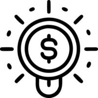 Macro image of a glowing promotional coin with currency symbols and copy space vector