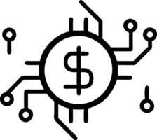 Macro image of a glowing currency symbol on a futuristic device with copy space vector