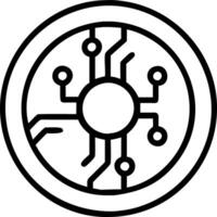 Macro shot of a futuristic coin with digital circuitry patterns vector