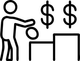 Marketer adjusting currency symbol signage in a shop window vector
