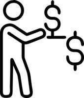 Marketer adjusting currency symbol signage in a shop window vector