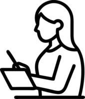 Marketer taking notes during a seminar vector