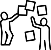 Marketers brainstorming ideas with sticky notes on a glass wall vector
