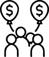 Marketers distributing promotional currency shaped balloons at an event vector