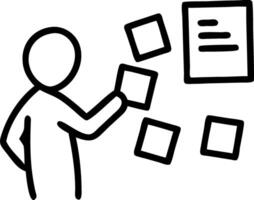 Marketer capturing ideas on sticky notes vector