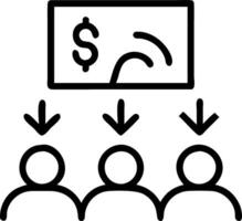 Marketers analyzing sales data with currency symbols in an open office vector