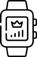 Macro shot of glowing leadership icons and financial symbols on a smartwatch vector