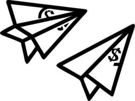 Paper airplanes made of dollar bills flying isolated on white background vector