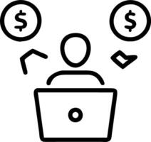 Professional using a laptop with floating currency and financial icons vector