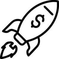 Rocket and dollar sign icons representing financial launch vector