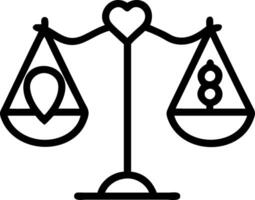 Scales balancing heart and dollar sign floating isolated on white background vector