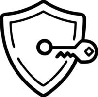 Shield and key floating with white background representing business security and responsibility vector