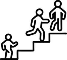 Silhouettes of leaders ascending steps against a bokeh background vector