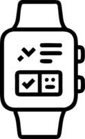 Smartwatch on white background showing holographic decision making and planning icons vector