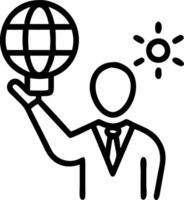 Soft abstract of a businessman holding a glowing globe with bokeh lights vector