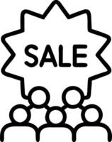 Soft focus crowd with sharp focus on sale sign vector