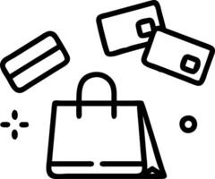 Soft glowing bokeh background with abstract icons of floating shopping bags and credit cards representing retail commerce and consumerism vector