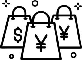 Soft abstract of shopping bags with currency symbols bokeh background vector