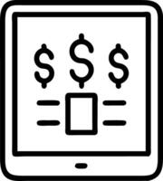 Tablet on white background showing holographic financial planning and decision making icons vector