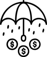 Soft abstract of coins raining over an open umbrella with bokeh effect vector