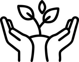 Two hands holding a sapling vector