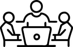 Team working around laptop in casual setting vector