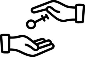Two hands passing a key floating in air isolated on white background vector