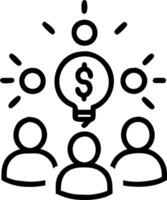 Team brainstorming with currency symbols on plain white background vector